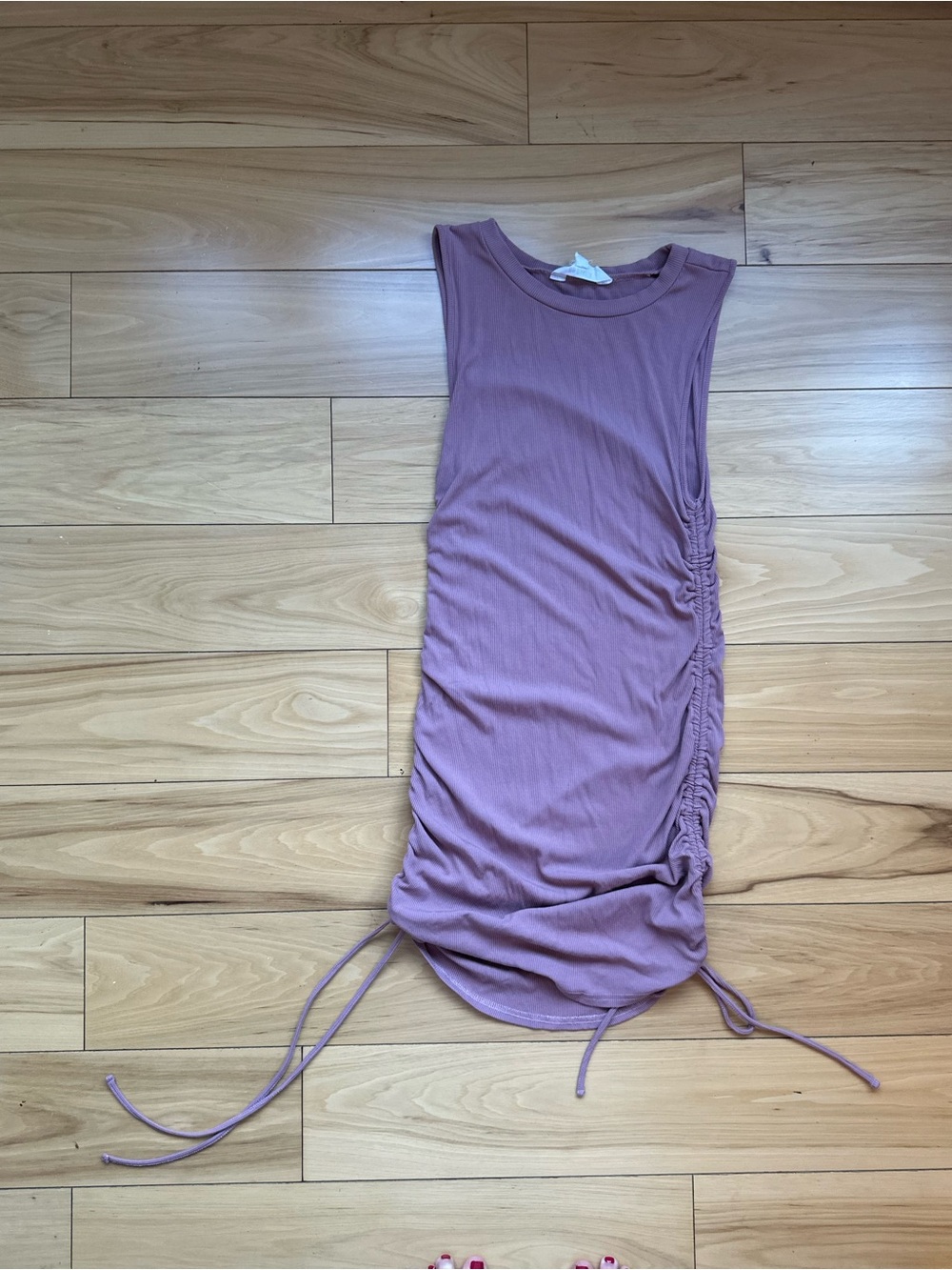Steve Madden Mauve Side-Ruched Midi Dress